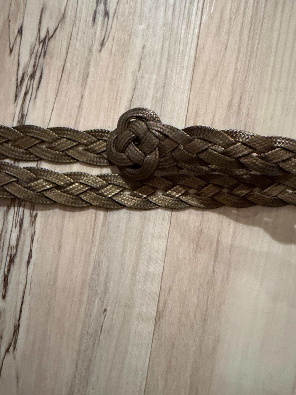 Muted Gold-Tone Bronze Brass Metal Braided Adjustable Belt